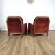 Pair of Art Deco Armchairs, Solid Wood and Red Velvet