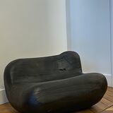 Black pebble pouf