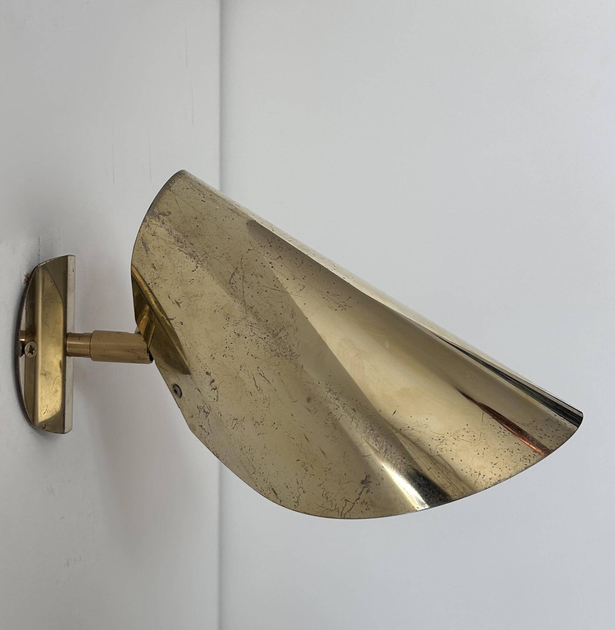 Vintage adjustable wall light, solid brass, Sweden 1970s