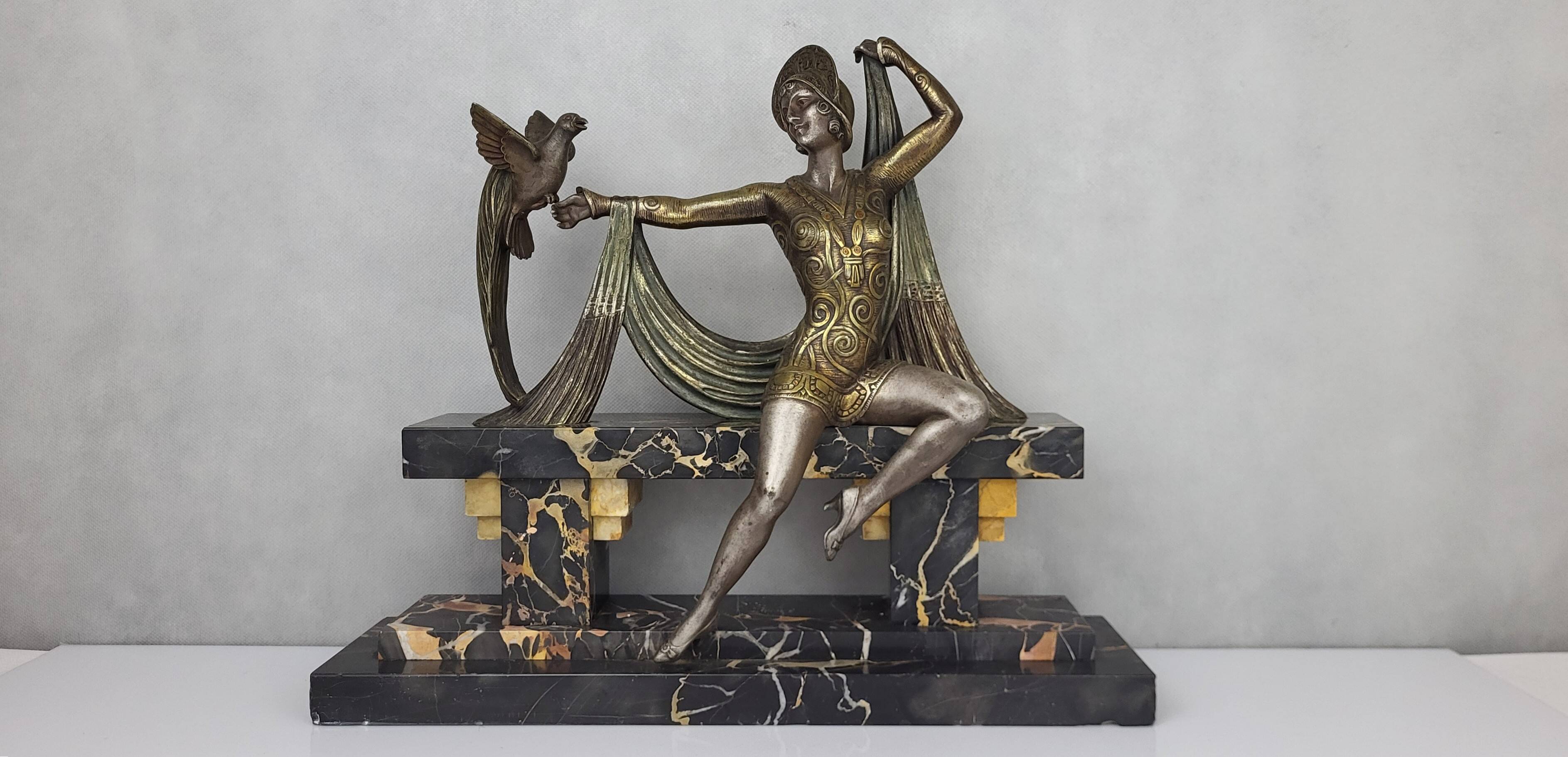 Art Deco bronze sculpture signed H. Molins