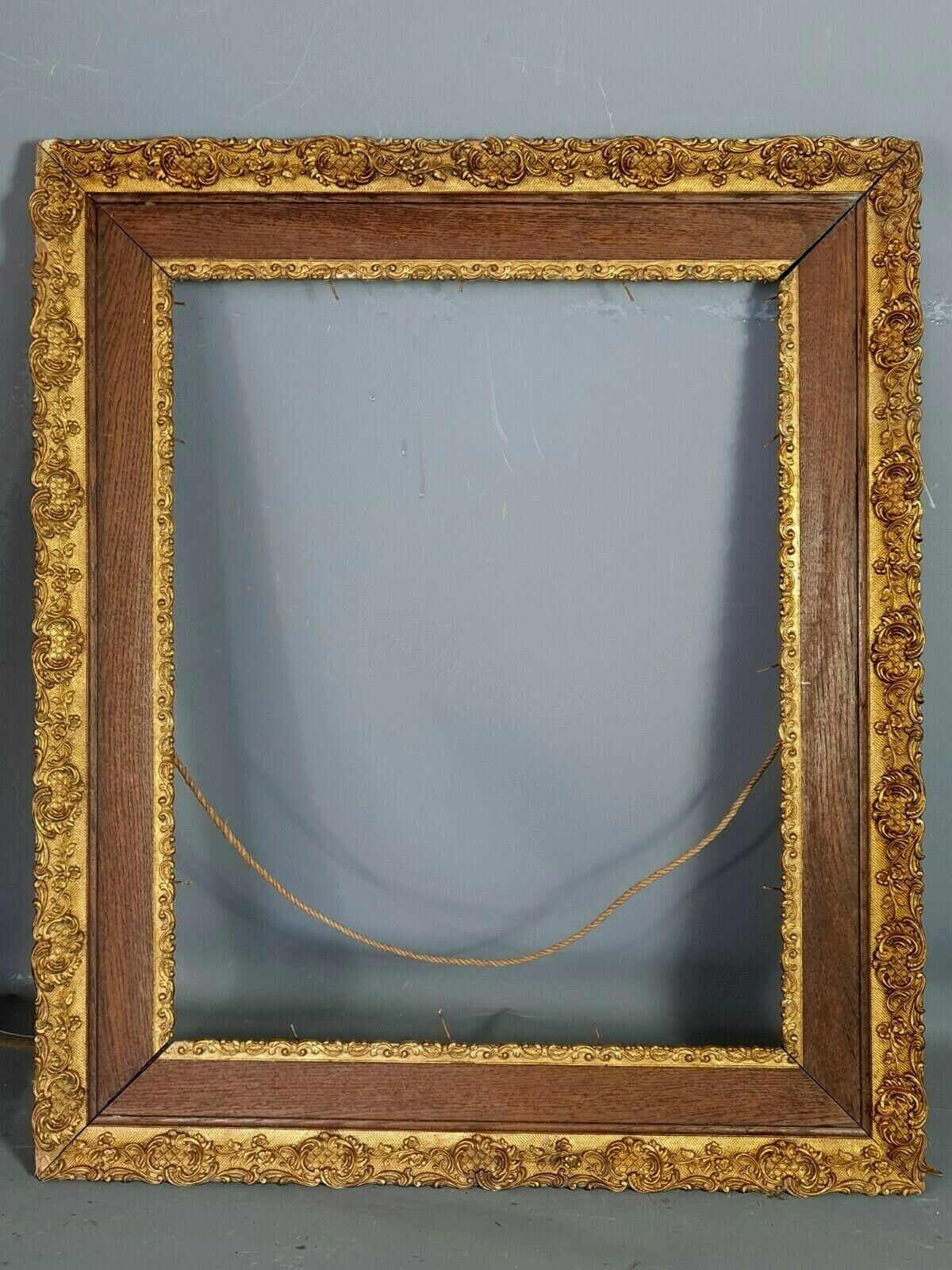 Old frame gilded stucco wood 65,5x55,5 cm, foliage 51x41 cm SB