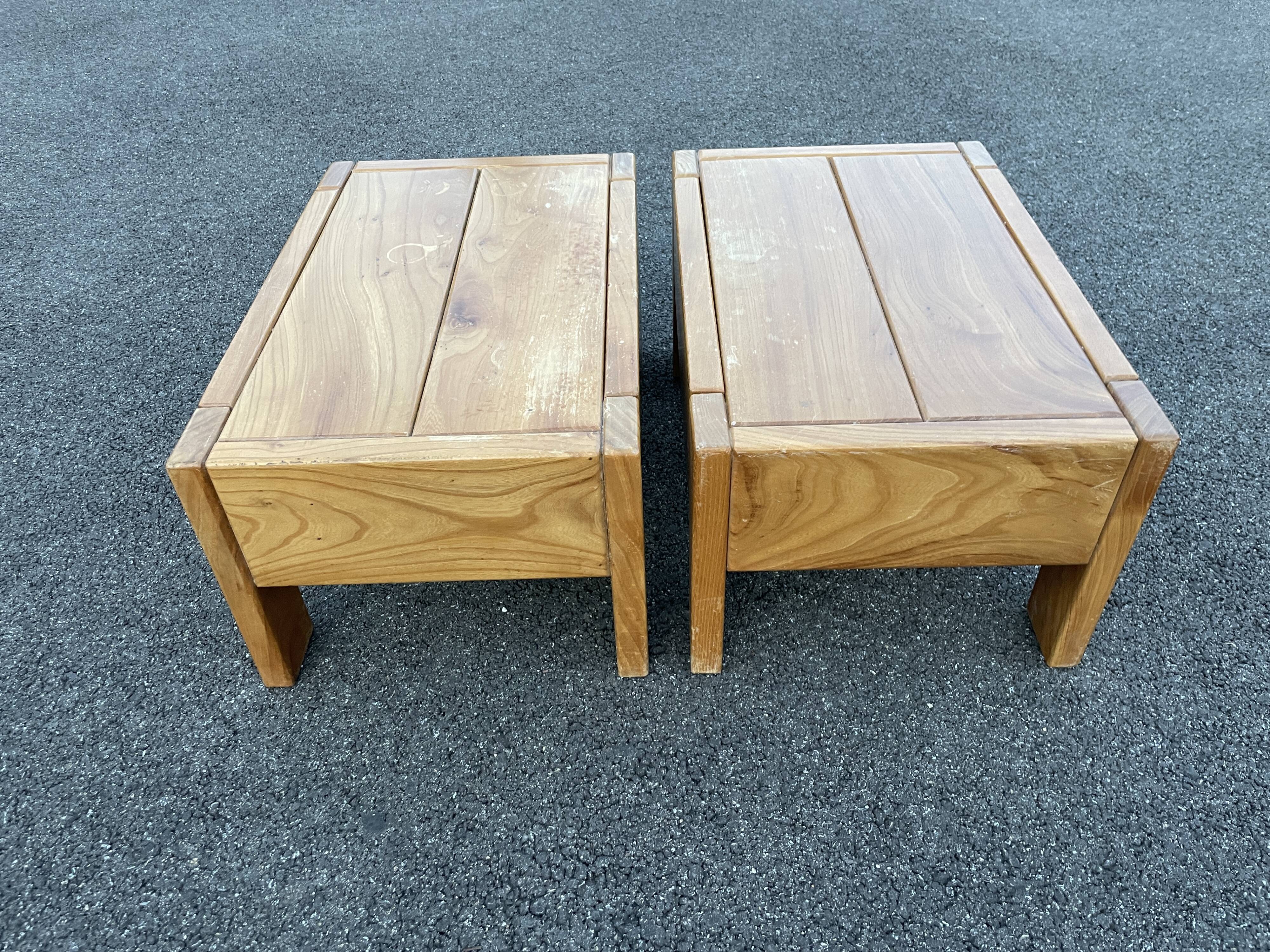 Pair of bedside tables vintage solid elm home revived bedside table