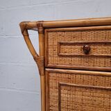 Buffet, commode en bambou et rotin, années 60