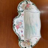 Old Longchamps plate Terre de Fer – Model 1428 – Floral decoration & asparagus in relief – 39 x 23 cm