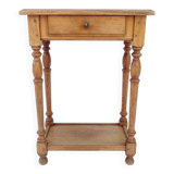 Console or side table in light oak stained massir wood