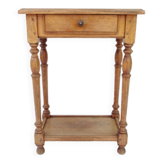 Console or side table in light oak stained massir wood