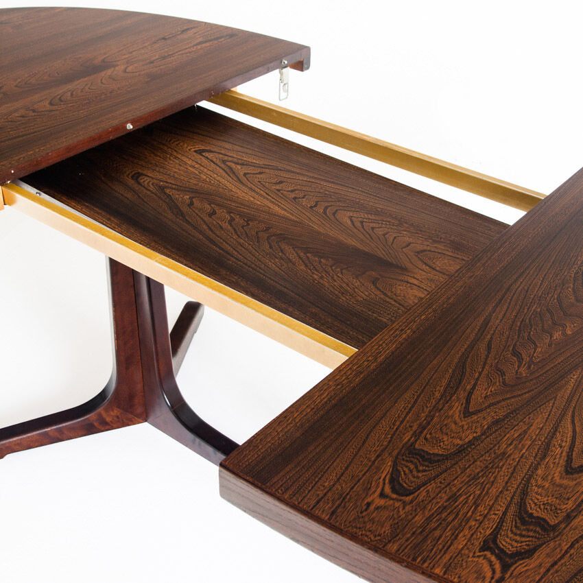 Vintage elm wood table with two extensions, France 1970