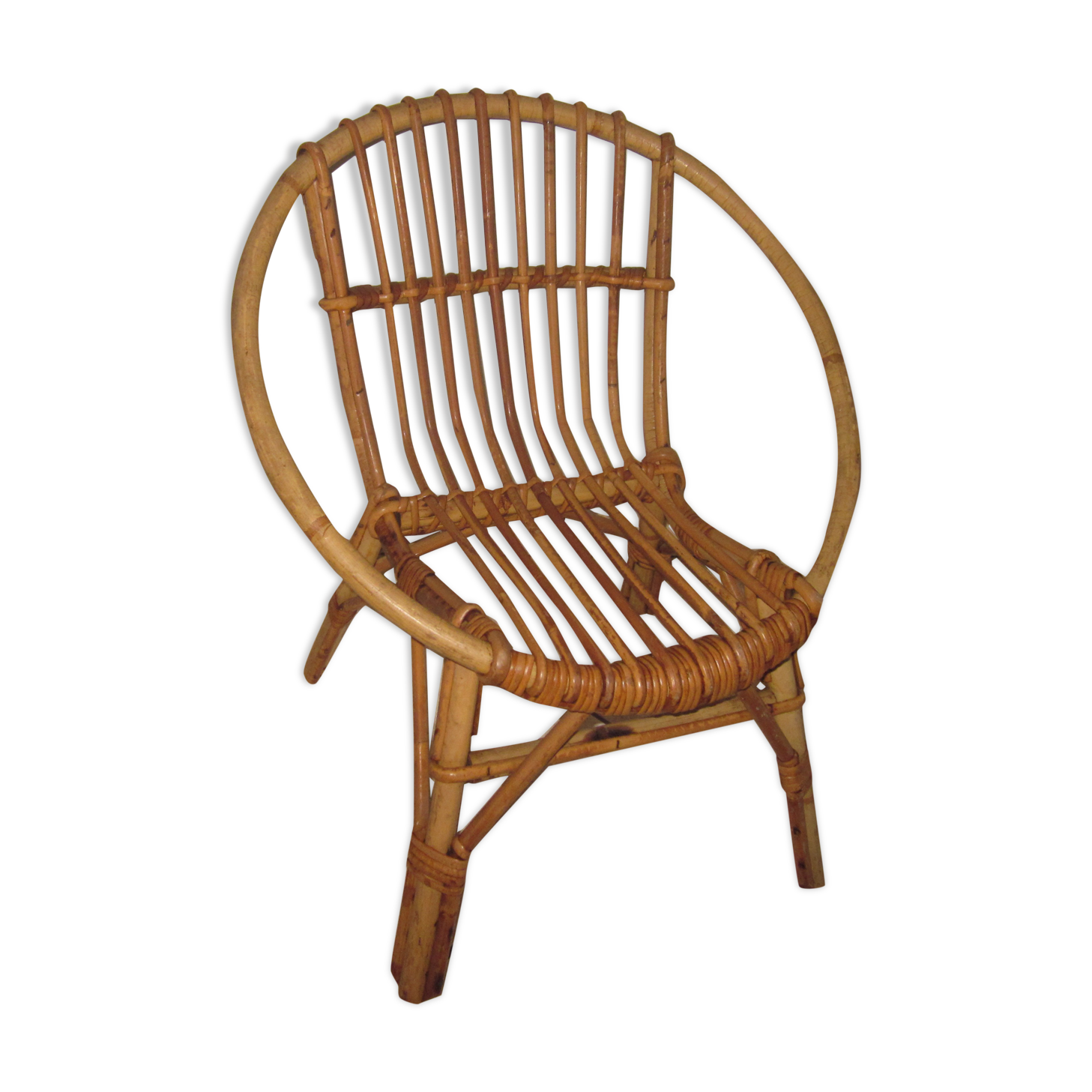 Vintage child rattan armchair