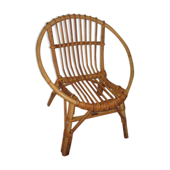 Vintage child rattan armchair