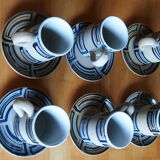 Set of 6 cups in vintage artisanal stoneware and its sub-cups