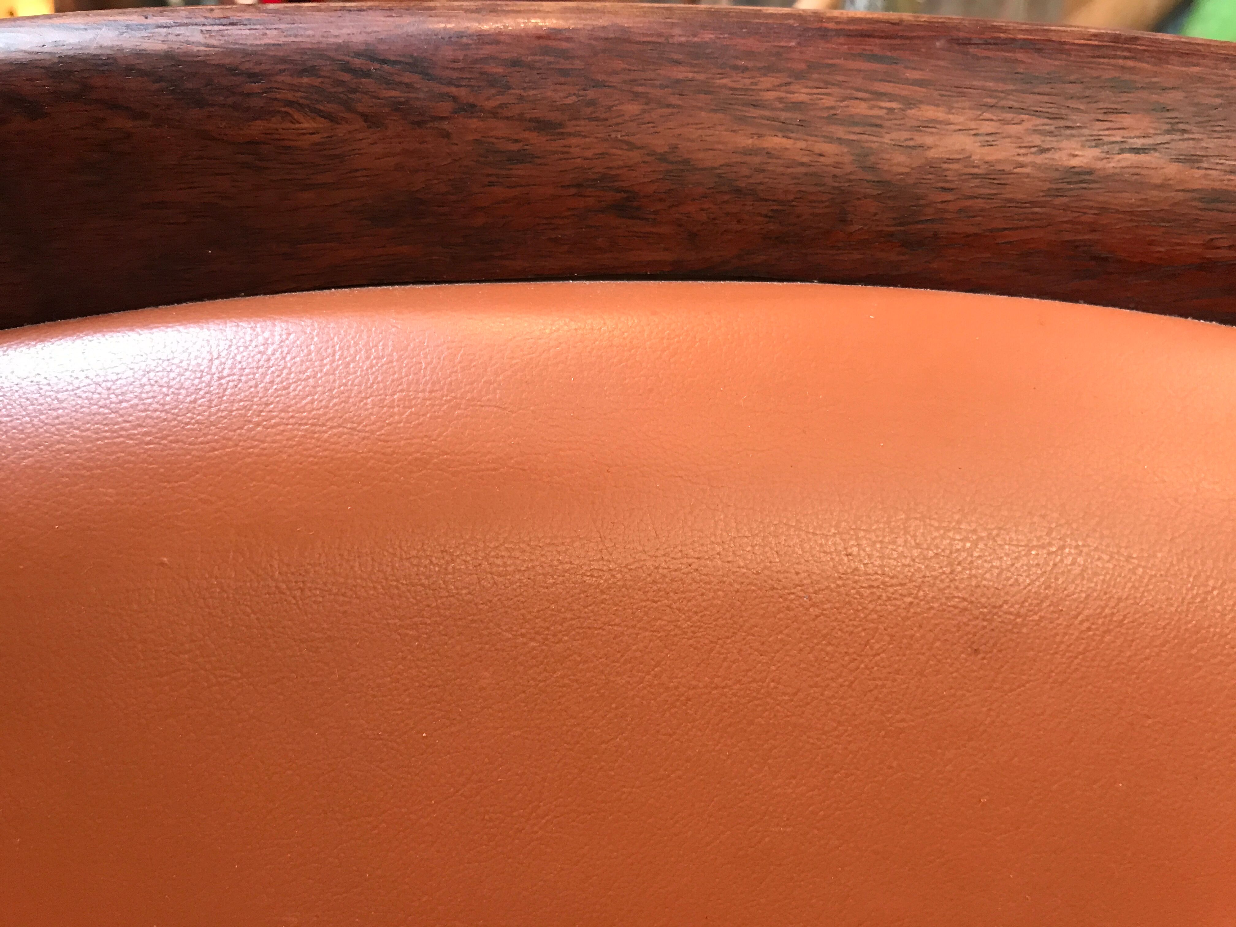 6 Dyrlund rosewood leather chairs