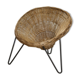 Wicker basket armchair in the 50s