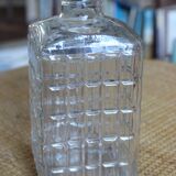 Vintage glass water carafe with rectangular vase.