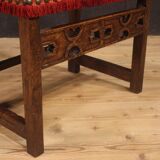 Antique Italian walnut armchair with red fabric from 19th century