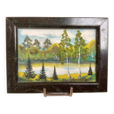 Petit tableau paysage de forêt marbre russe