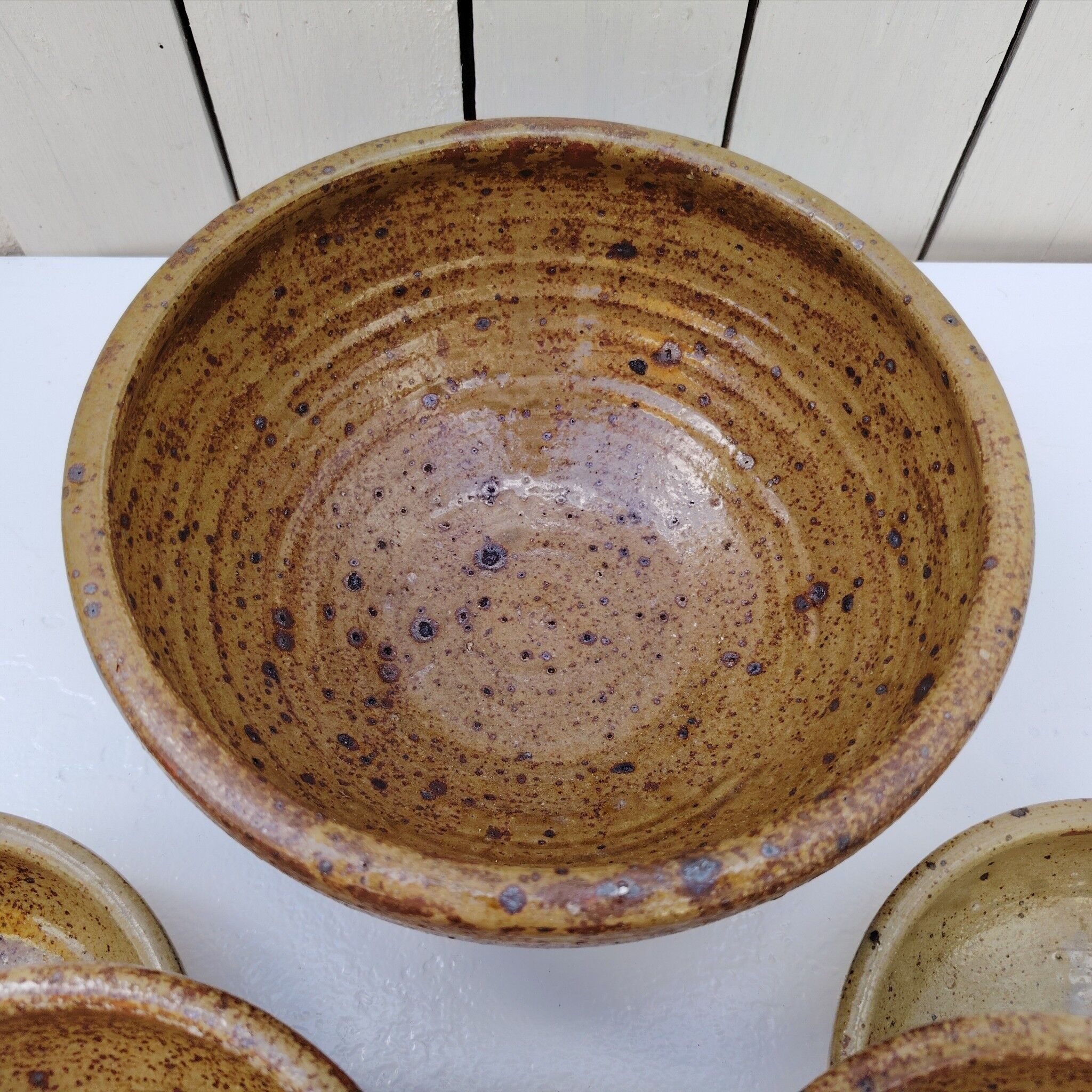 Pyrite stoneware service, salad bowl and bowls, vintage.