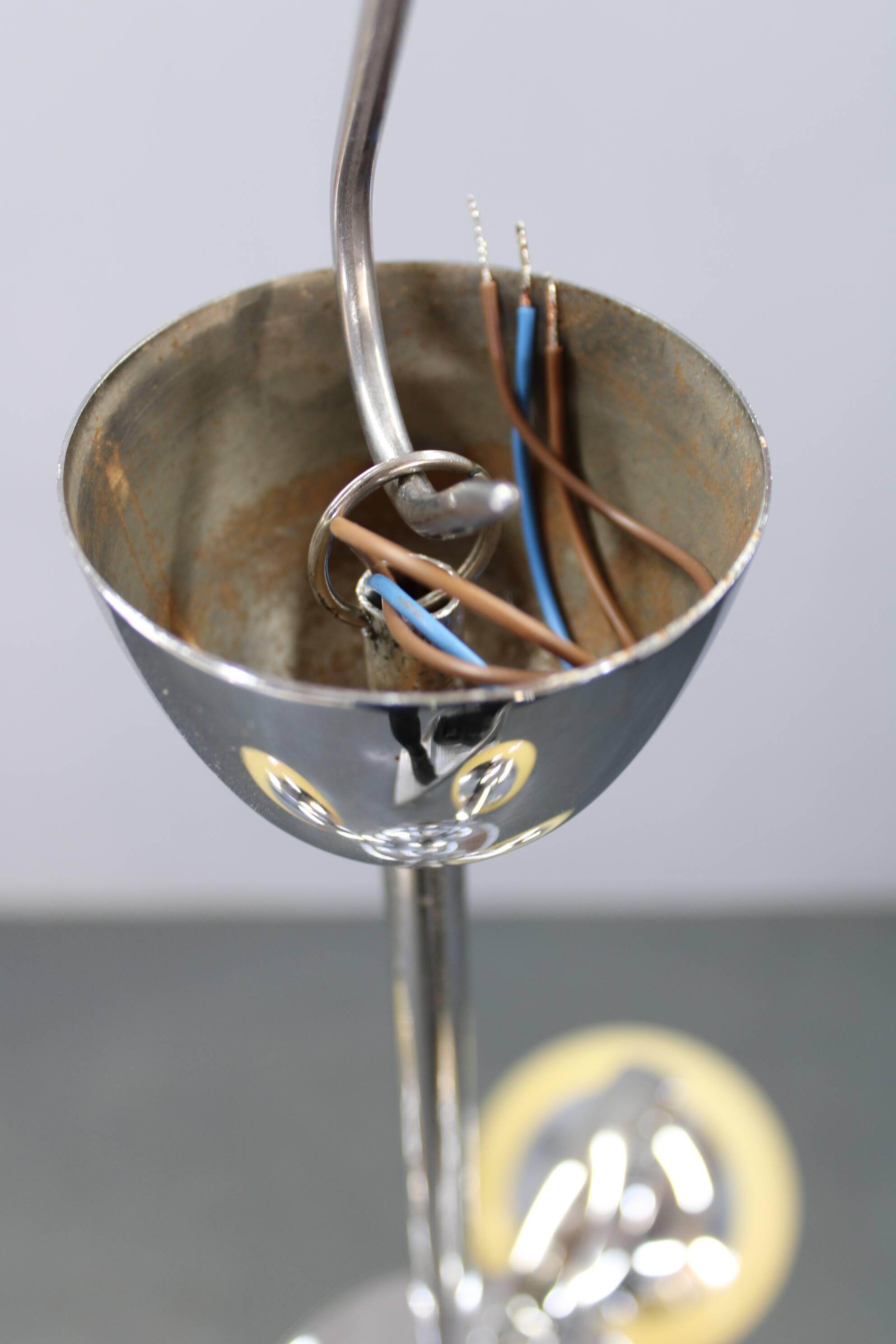 Chandelier en chrome et en verre champagne Art Déco, Tchécoslovaquie, années 1930