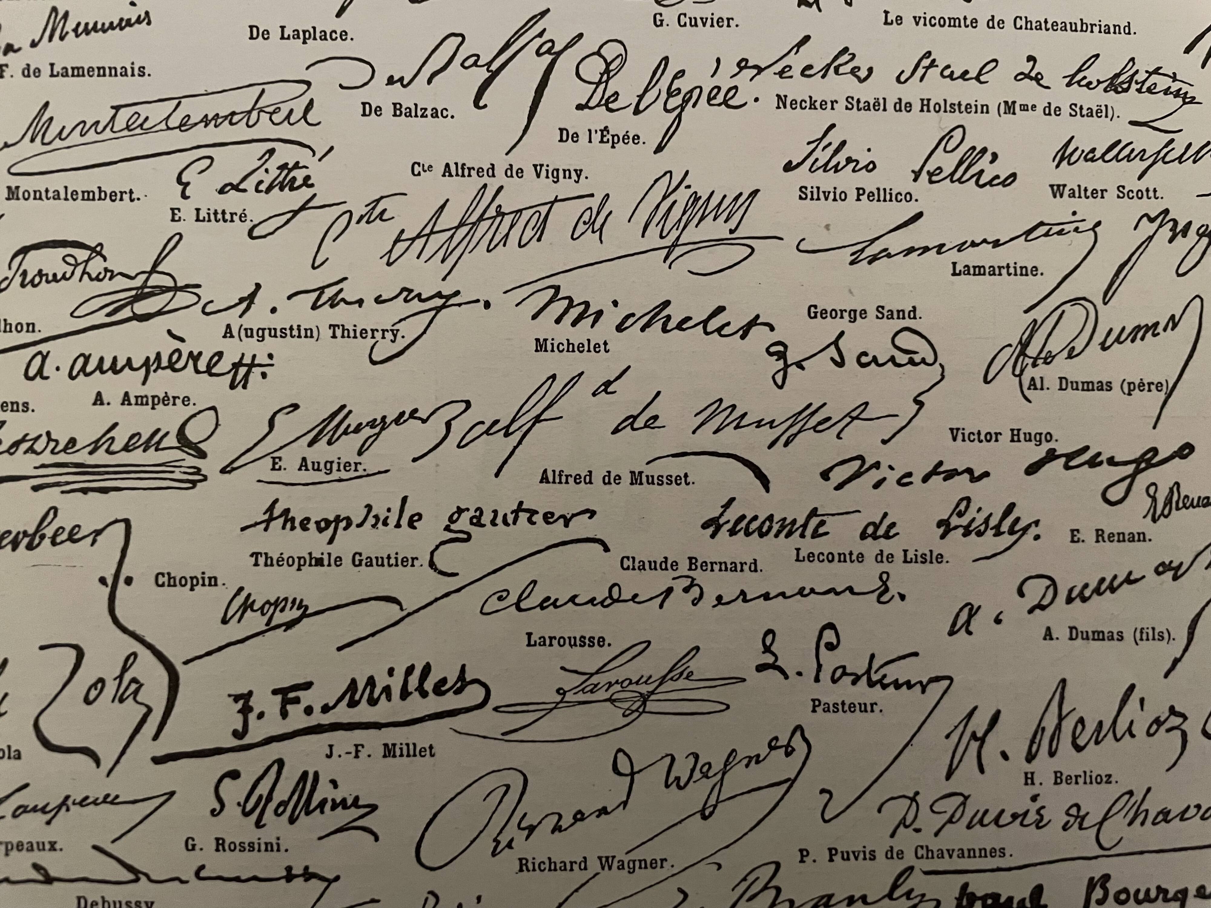 Lithographie sur les signatures de 1928 savants