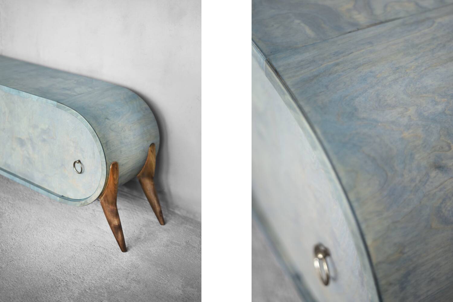 Buffet vintage du milieu du siècle moderne italien turquoise en bouleau