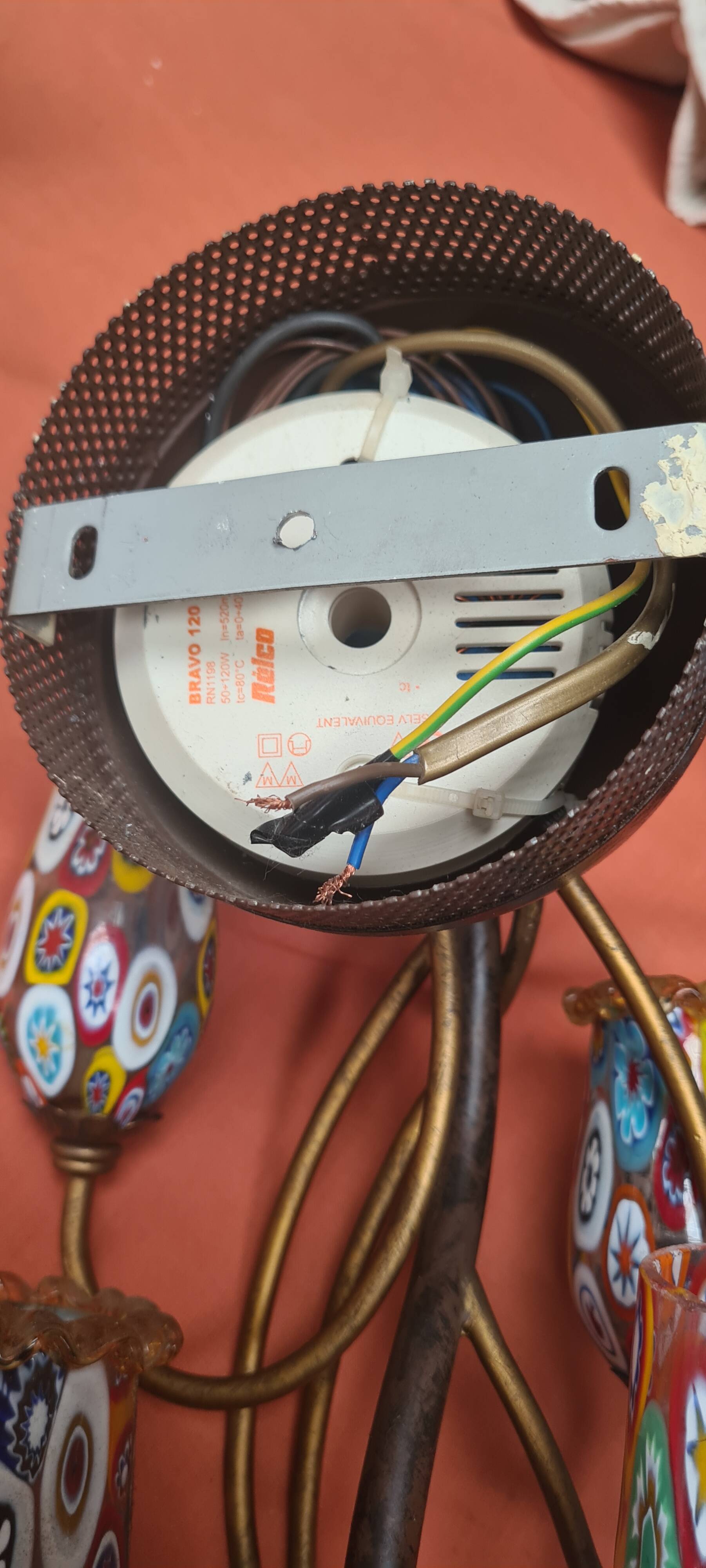 2 murano millefiori glass wall lights 40x25 1970 to 80s