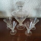 Port carafe in bohemian cut crystal and its 4 Glasses