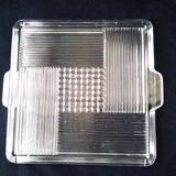Grand dessous de plat vintage en verre pressé moulé