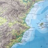 Spain and Portugal map in vintage colors 43x43cm from 1950