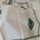 Vintage beige Basque linen with green patterns: tablecloth and 8 napkins.