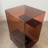 Smoked Plexiglas bedside table / end table