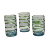 Set of 3 blown glasses