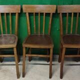 3 anciennes chaises bistrot bois année 50