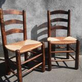 Pair of mulched brutalist chairs and wood