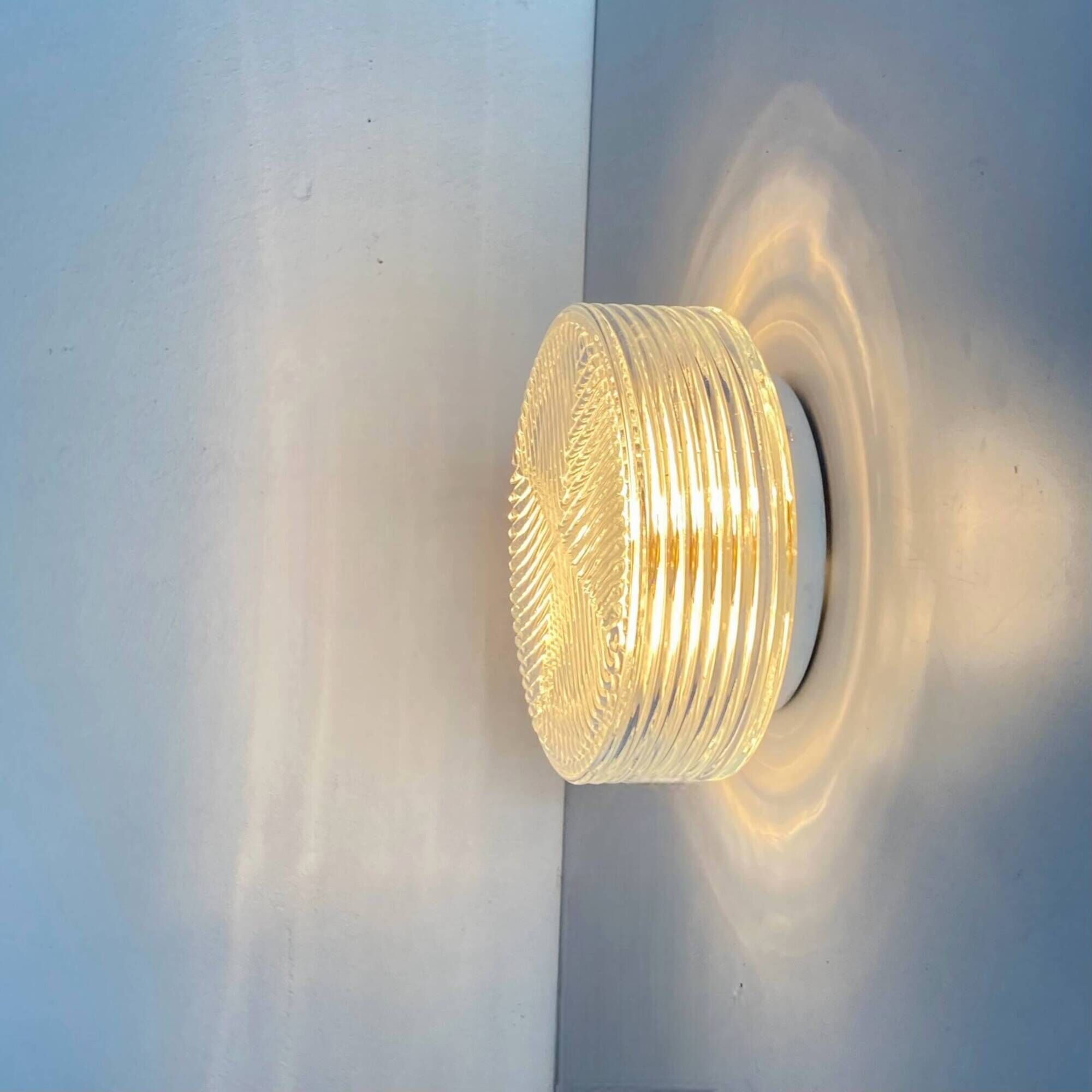 Round ceiling light wall light in minimalist glass 1970 1980 seventies eighties LAMP-7129