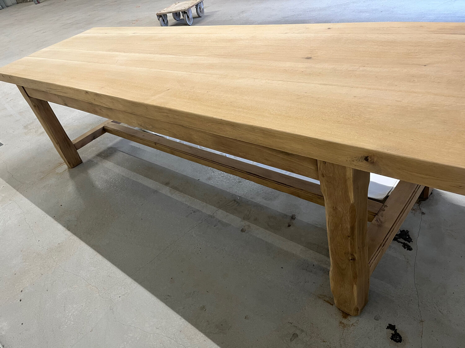 Light solid oak farmhouse table