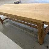 Light solid oak farmhouse table