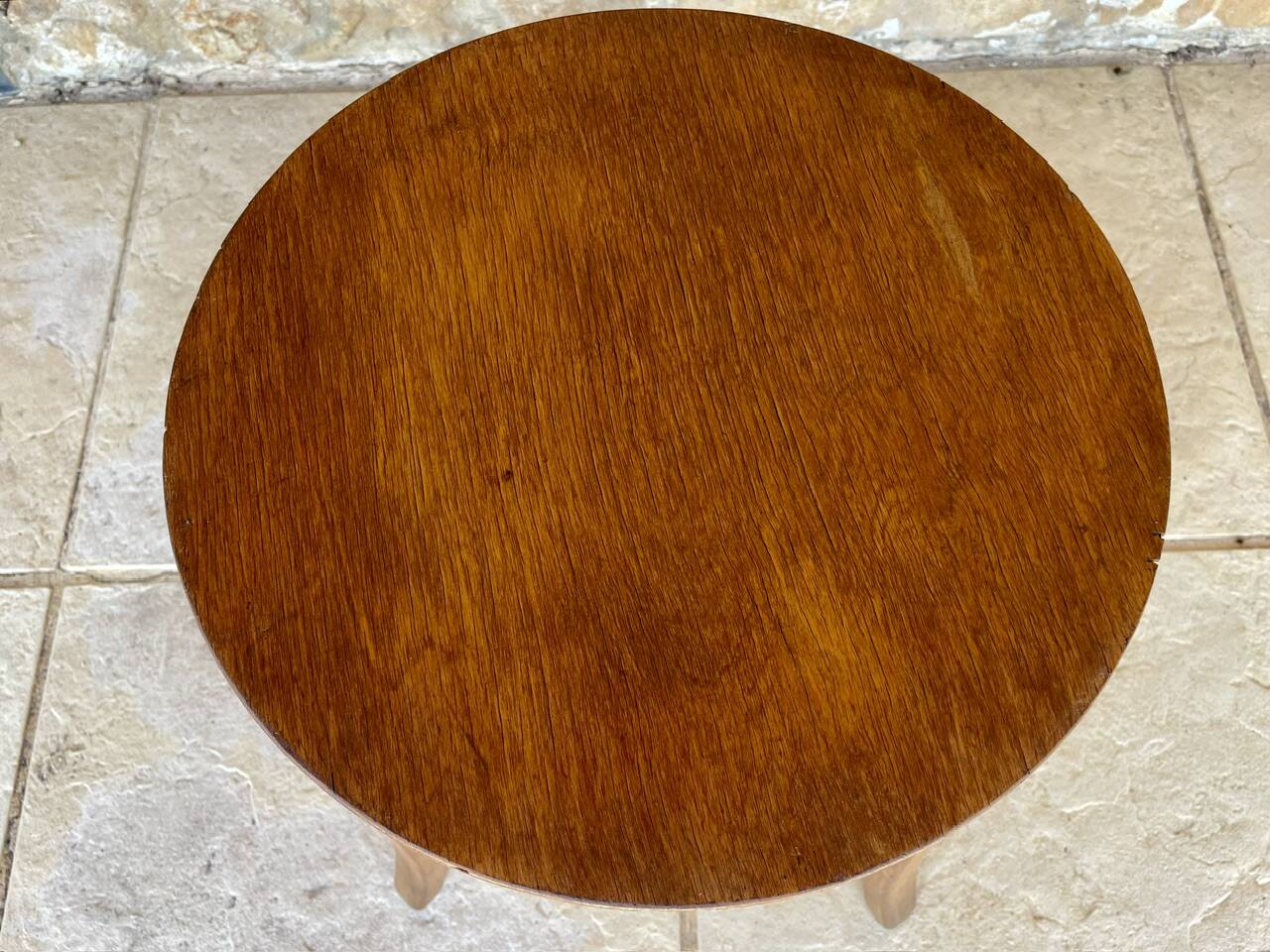 Vintage Curved Wood Stool, Baumann, Circa 1950s/1960s