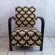 Armchair 1920 art deco - printed velvet - fully restored