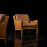 Vintage Mid-Century Danish Modern Brown Leather Easy Chair Model 39