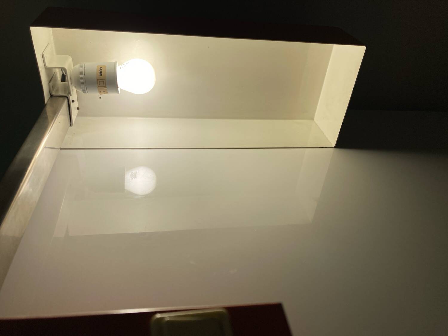 Large vintage orange desk lamp from the 70s in metal