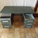 Desk strafor industrial metal covered skai green vintage 1950