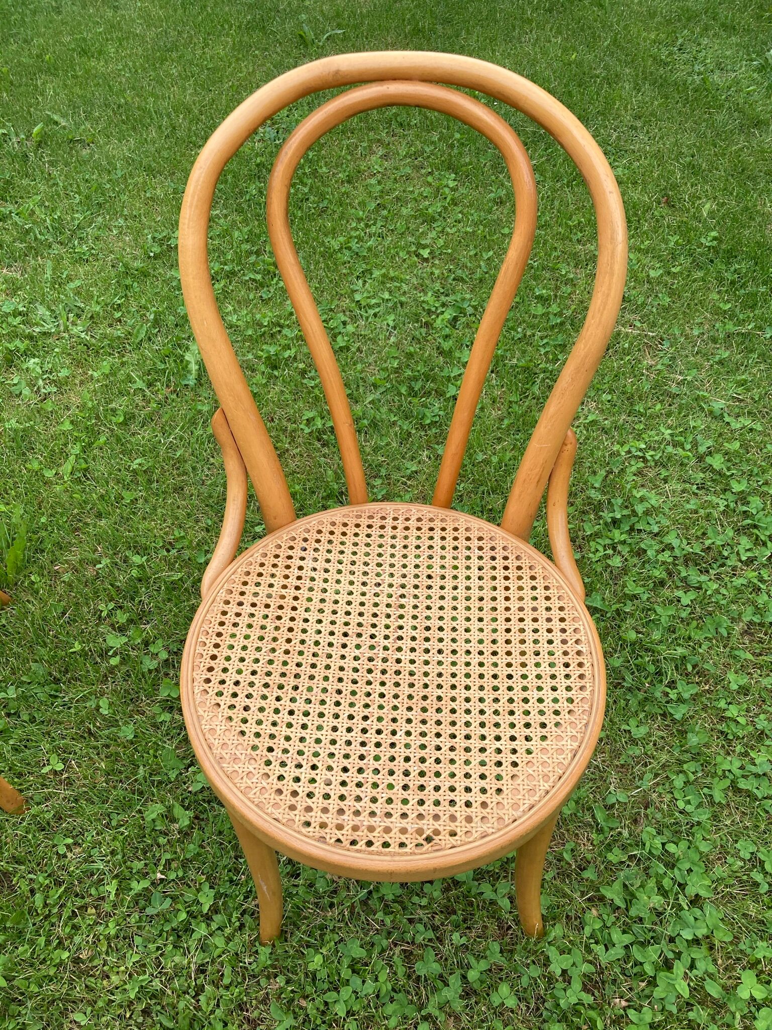 Set of 4 bistro chairs cannage honey color