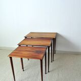 Scandinavian Modern Rosewood Nesting Tables with Drumstick Legs