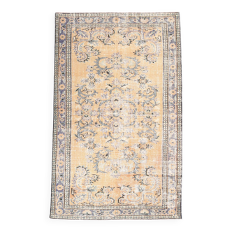 5x8 Mustard & Yellow Bordered Vintage Rug, 160x255Cm