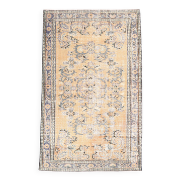 5x8 Mustard & Yellow Bordered Vintage Rug, 160x255Cm
