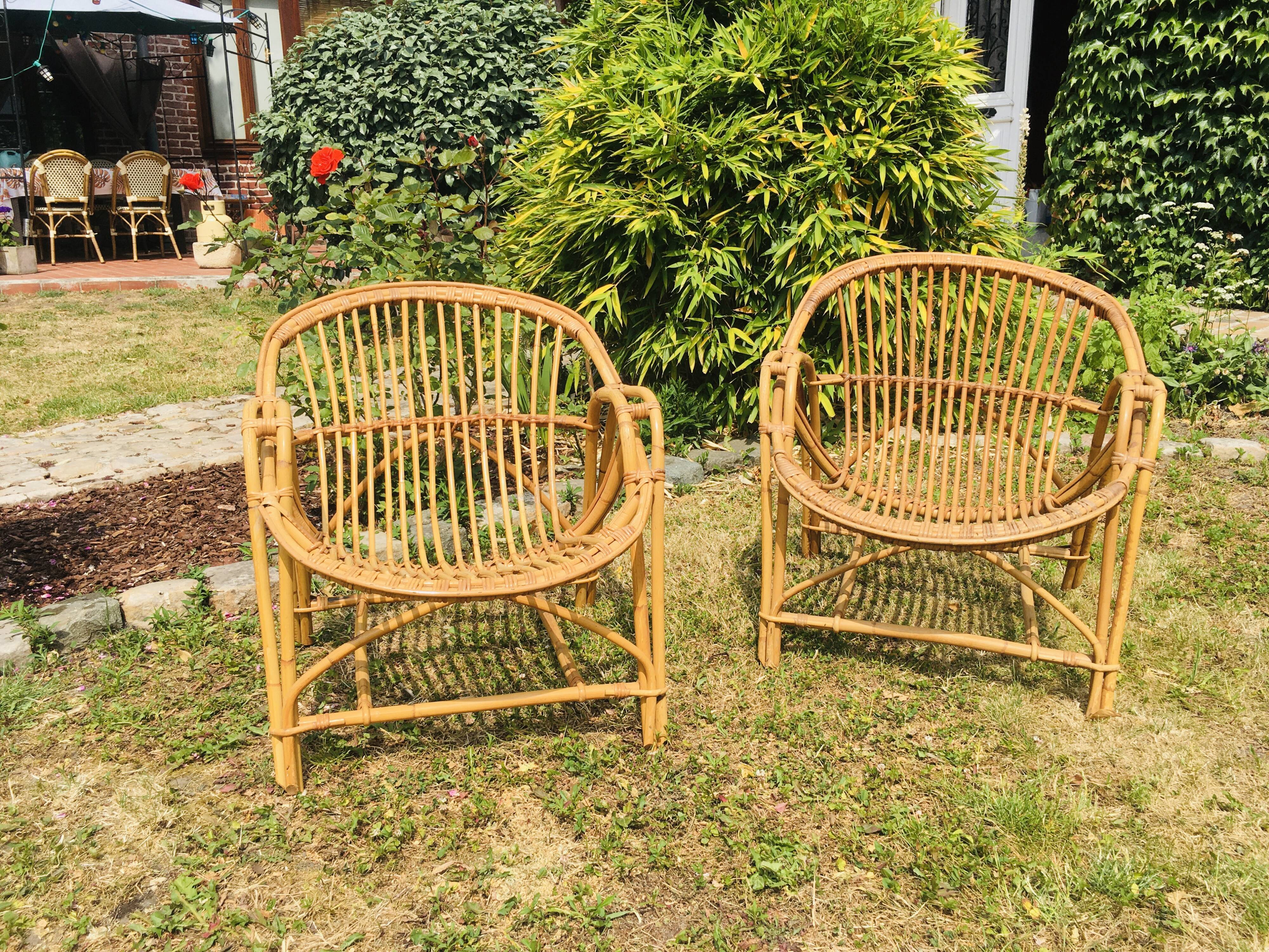 Vintage armchair rattan basket