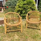 Vintage armchair rattan basket