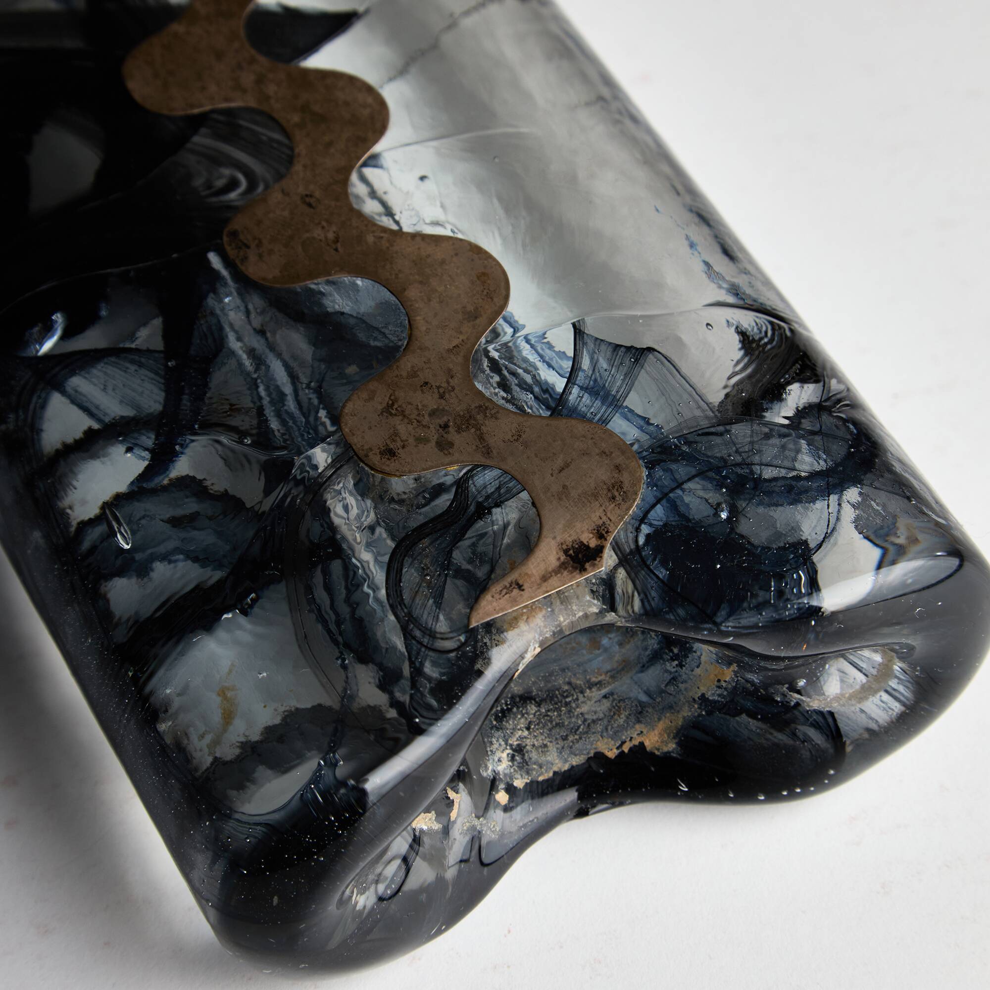 1970s Glass and Silver Plated Vase by Claude Cuny for Cassetti Firenze