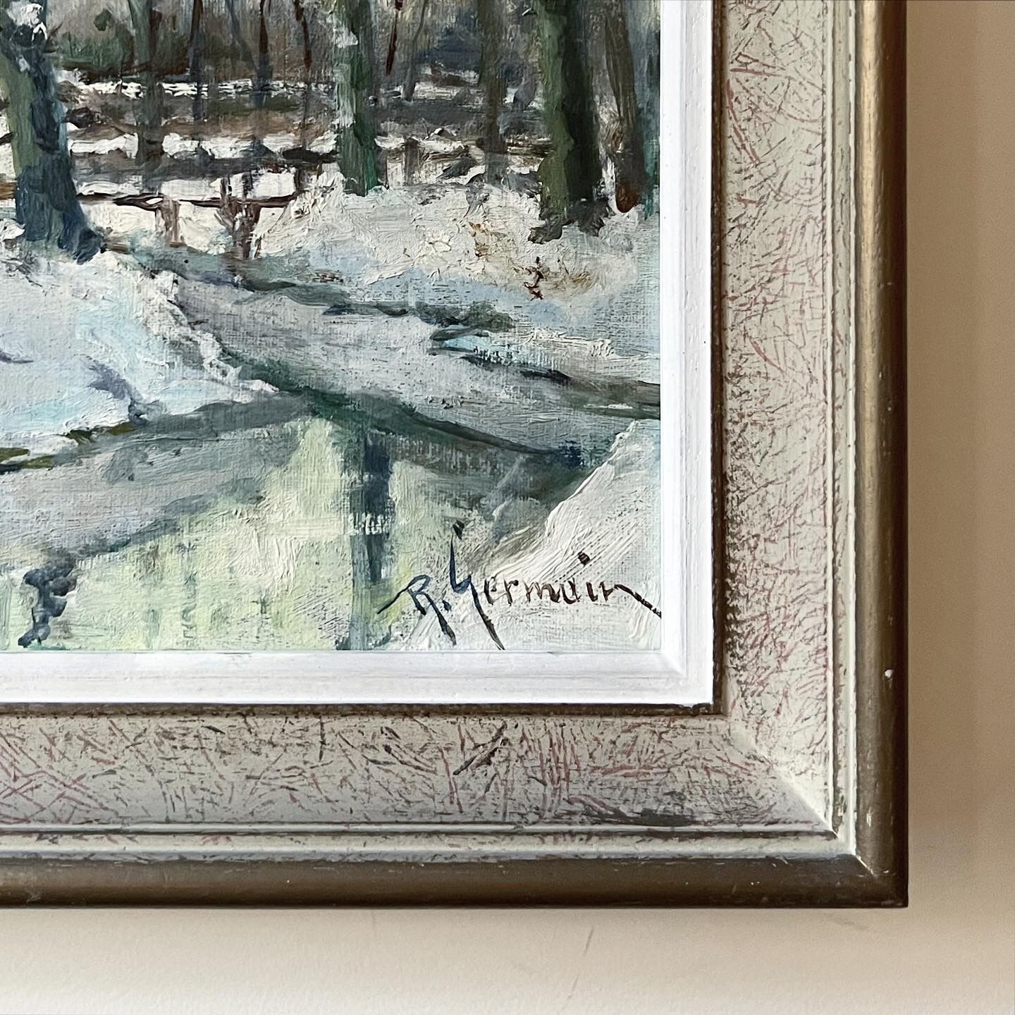 Winter atmosphere by Robert Germain - Oil on cardboard