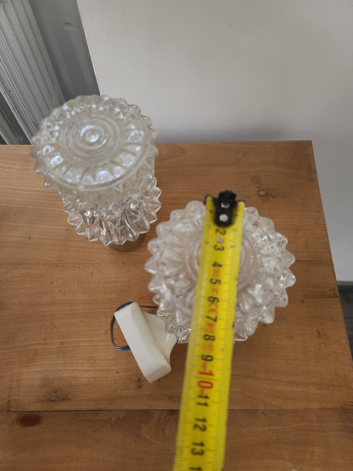 Pair of 1970s crystal wall lights