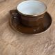 Coffee cups, Cappuccino, Yves Déshoulières, brown and gold, Nescafé